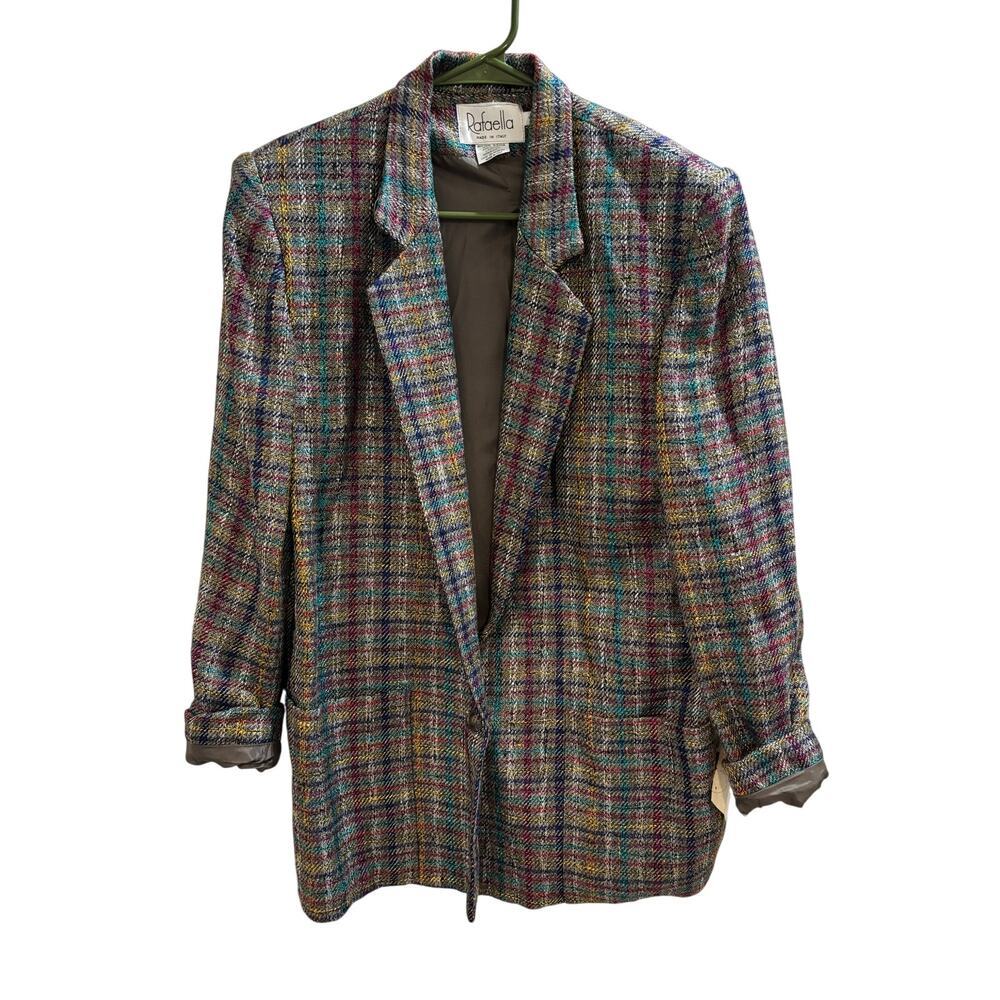 PLAID BLAZER - VINTAGE RAFAELLA - SIZE 8 MULTICOLOR